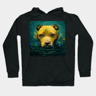 Pitbull dog in water van Gogh art Hoodie